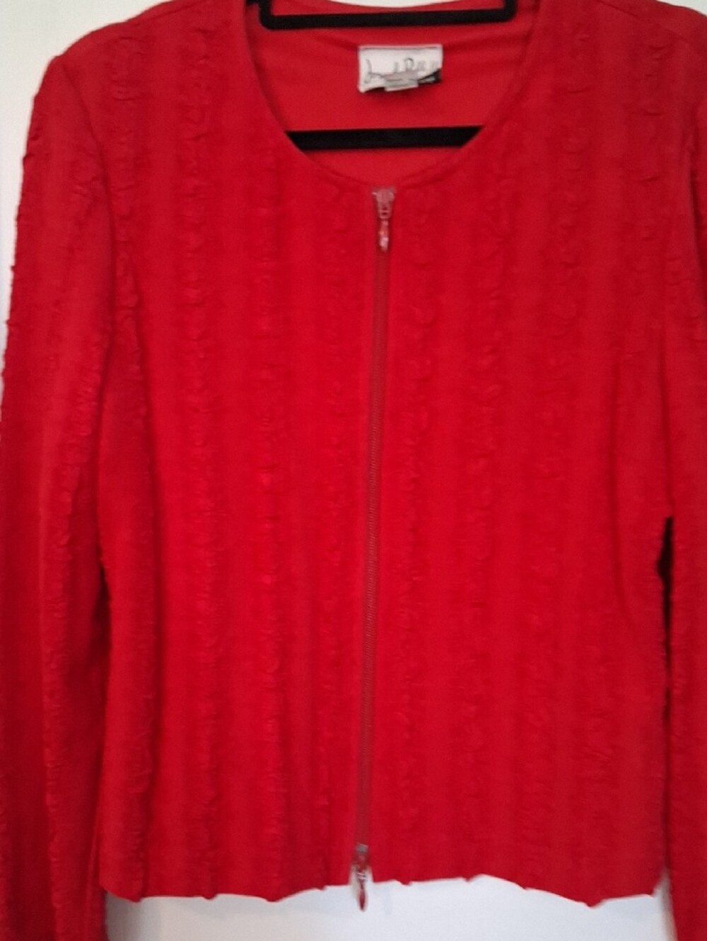 Joseph Ribkoff Red Textured Zip-Front Blazer - Picture 3 of 10